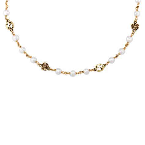 gucci interlocking g flower pearl necklace|gucci interlocking g pendant.